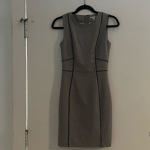 H&M Heather Gray Fitted Midi Dress with Black - Size 4 US